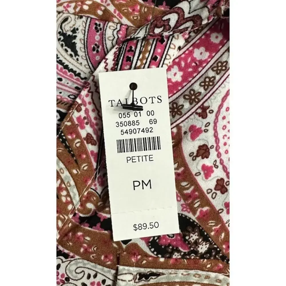 NWT Talbots Womens Long Sleeve‎ Paisley Button Front Shirt Top Blouse M Petite - Picture 8 of 14